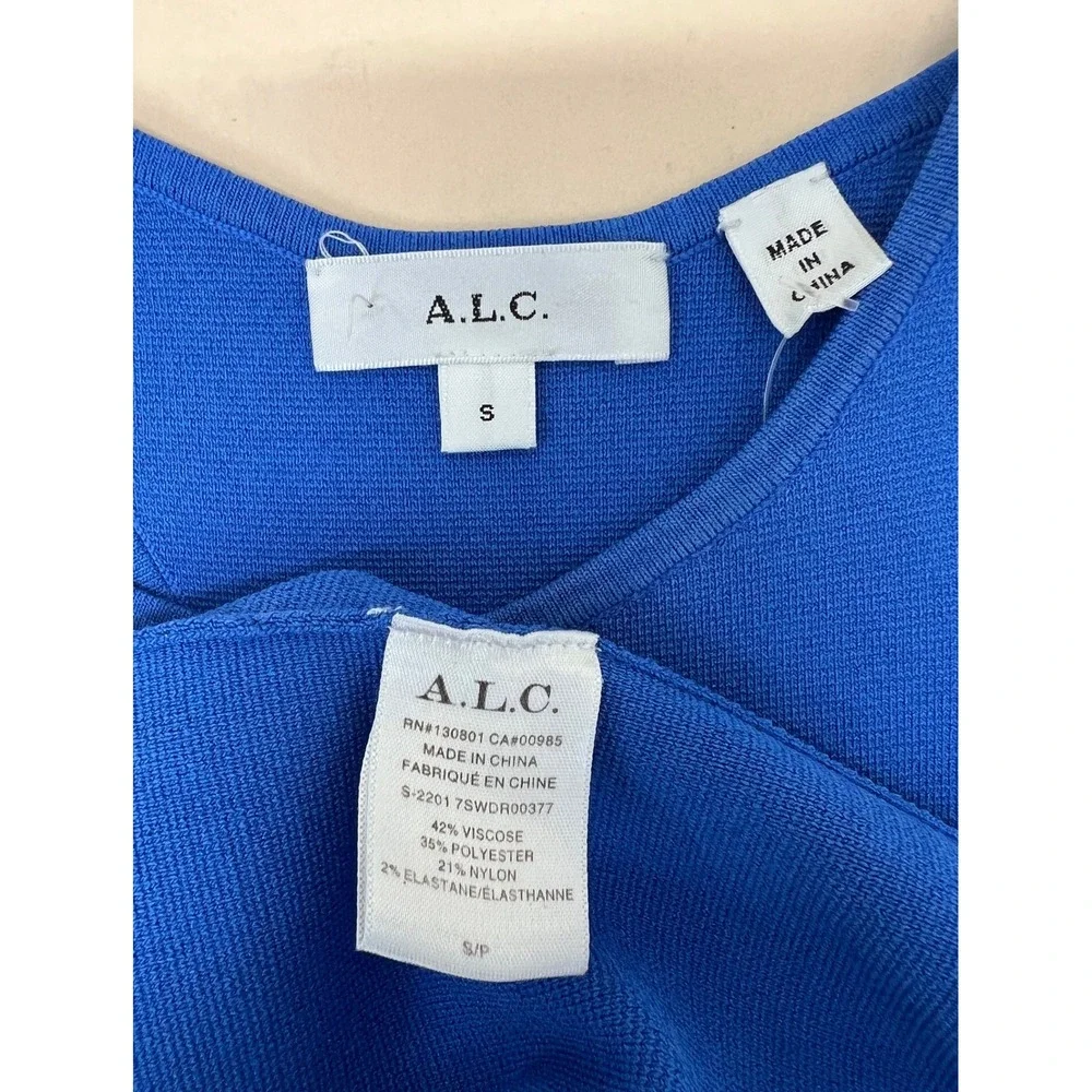 A.L.C. Delfine Midi Dress Women Small Blue Excellent Open Back Cutout‎ Knit